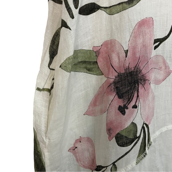 Floral Linen Dress with Pink and Green Accents - Picture 5 of 8